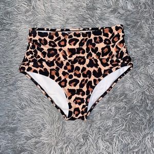 Cheetah print high rise bikini bottoms